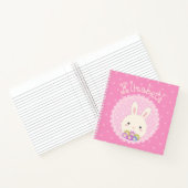 Carnet Fille rose mignonne Kawaii Bunny & Fleurs Nom Pers (Intérieur)