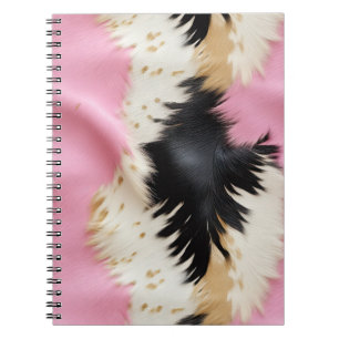 Carnet Fille Rose Noir Blanc Or Cowhide