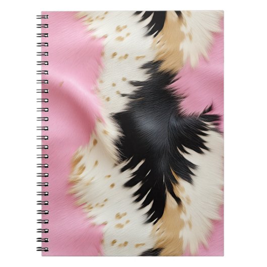 Carnet Fille Rose Noir Blanc Or Cowhide (Devant)