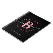 Carnet Fille rose Noir Nom Script Monogramme Noteb de l'é (Côté gauche)