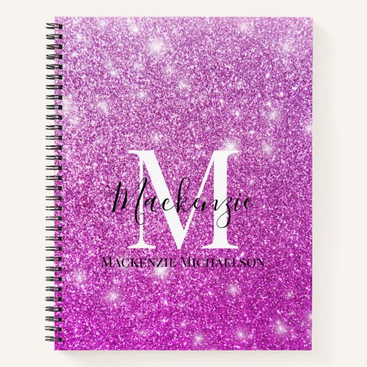 Carnet Fille rose Ombre Parties scintillant Monogramme No (Devant)