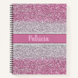 Carnet Fille rose Ombre Parties scintillant Nom personnal