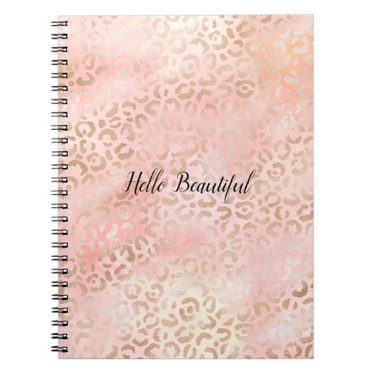 Carnet Fille rose or Blush Empreinte de léopard (Devant)