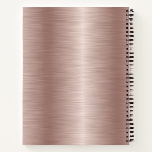 Carnet Fille Rose or brossé métal Nom du script Monogramm (Dos)