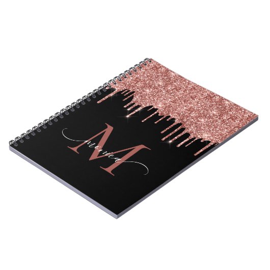 Carnet Fille Rose Parties scintillant or Blush Monogramme (Côté gauche)