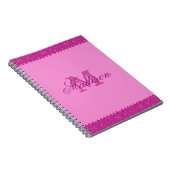 Carnet Fille rose parties scintillant zigzag, monogramme (Côté Droit)