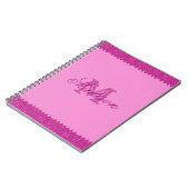 Carnet Fille rose parties scintillant zigzag, monogramme (Côté gauche)