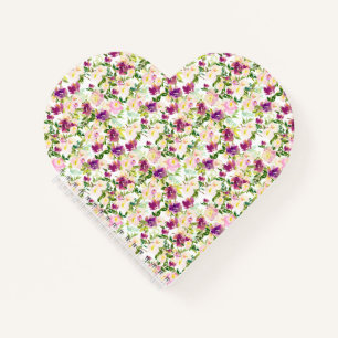 Carnet Fille Rose Peach Purple Burgundy Aquarelle Florale