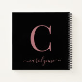 Carnet Fille Rose rose rose noir Monogramme Nom (Dos)