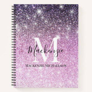Carnet Fille rose violet Ombre Parties scintillant Nom du