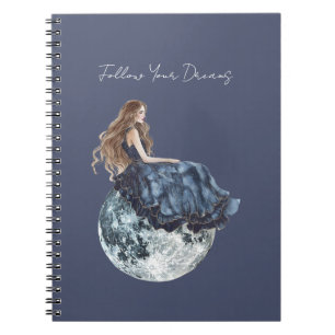 Carnet Fille sur la Lune Robe Bleue
