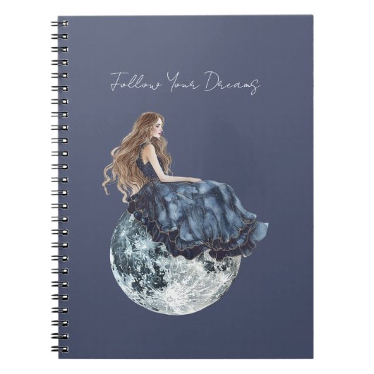 Carnet Fille sur la Lune Robe Bleue (Devant)