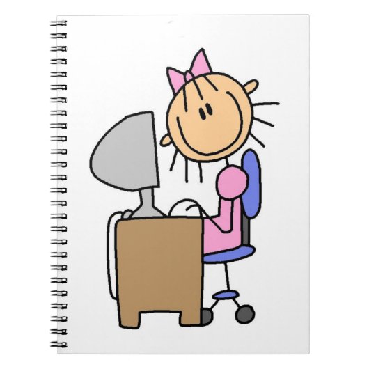 Carnet Fille sur ordinateur (Devant)