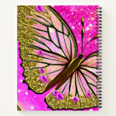 Carnet Fille tendance rose et papillon or Nom personnalis (Dos)