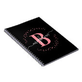 Carnet Fille tendance rose Nom noir Monogramme Script (Côté Droit)