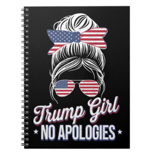 Carnet Fille Trump Pas de Regrets Bun Méssé Rétro Vintage