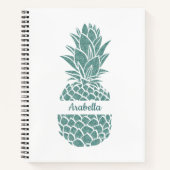 Carnet Fille Turquoise Parties scintillant Ananas Motif N (Devant)