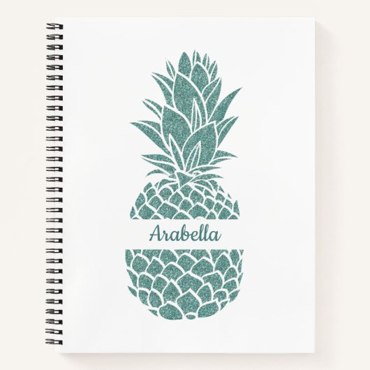 Carnet Fille Turquoise Parties scintillant Ananas Motif N (Devant)