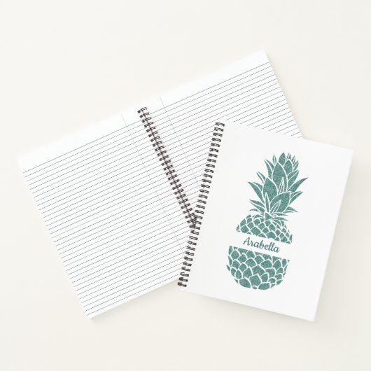 Carnet Fille Turquoise Parties scintillant Ananas Motif N (Intérieur)