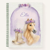 Carnet Filles Cheval Floral Violet (Devant)