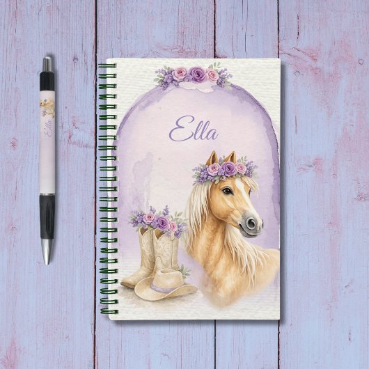Carnet Filles Cheval Floral Violet
