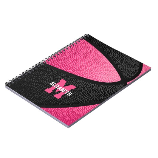 Carnet filles de basketball noir rose monogrammed (Côté gauche)