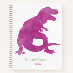 Carnet Filles Dinosaure Rose Violet Aquarelle T-Rex Enfan