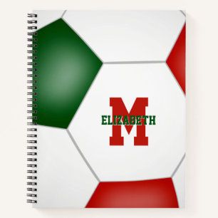 Carnet filles garçons rouge vert couleurs de l'équipe de