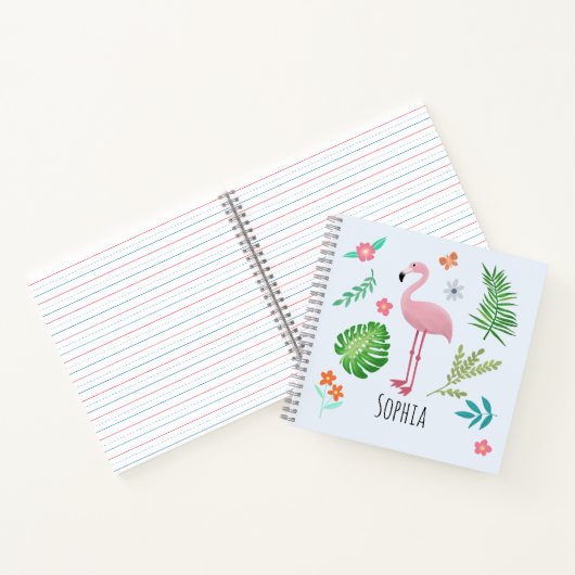 Carnet Filles Joli Flamant rose Tropical Rose & Fleurs En (Intérieur)