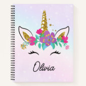 Carnet Filles Licorne Mignonne Et Arc-en-ciel Aquarelle P (Devant)