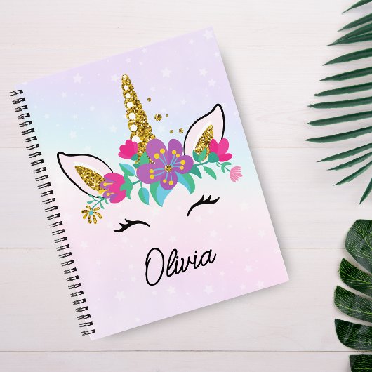 Carnet Filles Licorne Mignonne Et Arc-en-ciel Aquarelle P