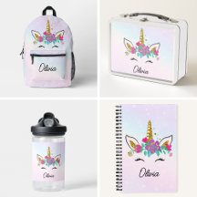 Filles Licorne Mignonne Et Arc-en-ciel Aquarelle P