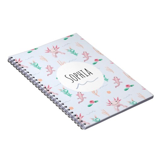 Carnet Filles mignonnes et unique Motif Axolotl rose enfa (Côté Droit)