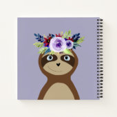 Carnet Filles mignonnes fleur d'aquarelle Sloth et nom (Dos)