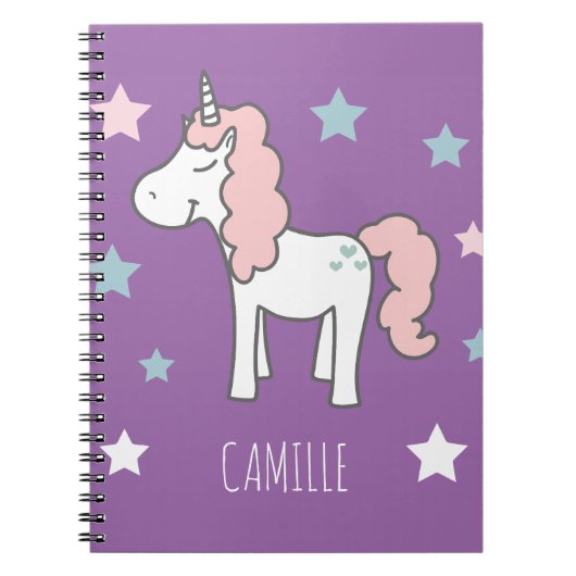 Carnet Filles Mignonnes Licorne Violette Magique École En (Devant)