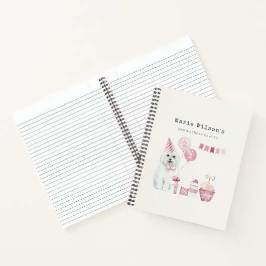 Carnet Filles mignonnes Roses Fête Chien Chien Robe N'Imp (Intérieur)