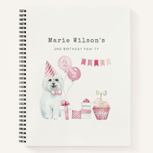 Carnet Filles mignonnes Roses Fête Chien Chien Robe N'Imp (Devant)