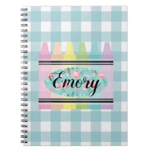 Carnet Filles Pastel Aquarelle Florale Crayon Plaid