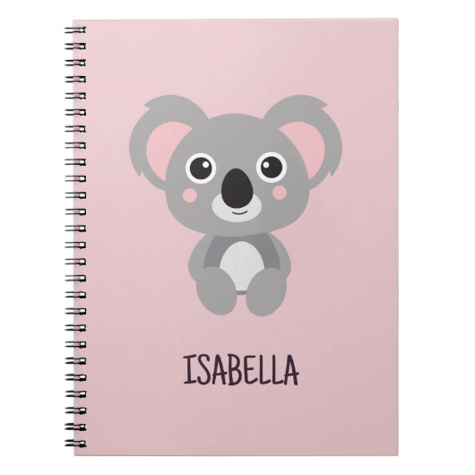 Carnet Filles roses Koala Nom personnalisé (Devant)