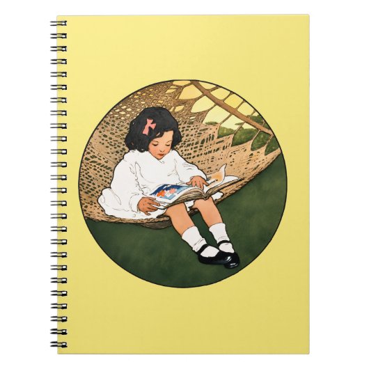 Carnet Fillette vintage lisant dans un hamac  (Devant)