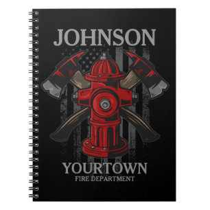 Carnet Firefighter NAME Fire Department Hydrant USA Flag 