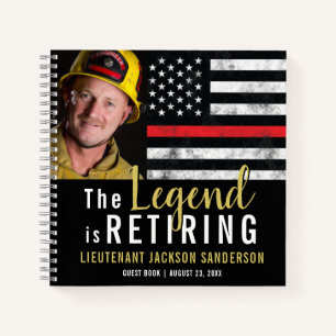 Carnet Firefighter Retirement Red Line Fireman Guest Book