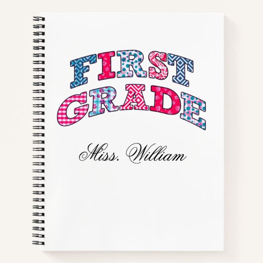 Carnet First Grade Teacher Personalized Spir (Devant)