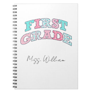 Carnet First Grade Teacher Personalized Spiral