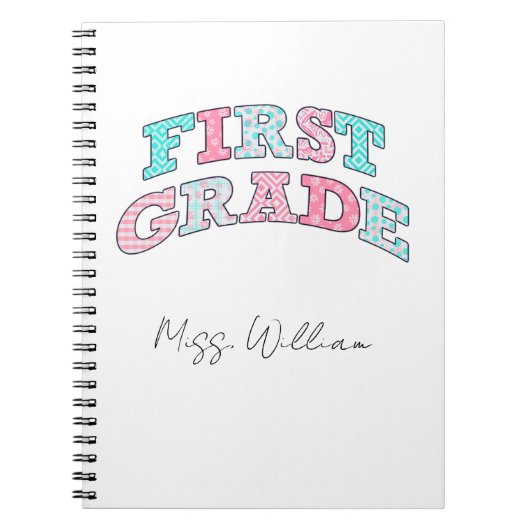Carnet First Grade Teacher Personalized Spiral (Devant)