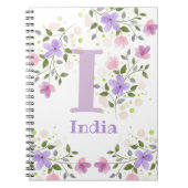 Carnet First Initial Plus Name India with Flowers (Devant)