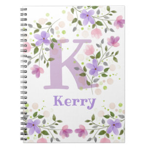 Carnet First Initial Plus Name Kerry with Flowers