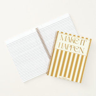 Carnet Fixation d'objectifs Or Rayé Minimaliste Motivatio