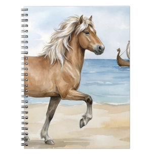 Carnet Fjara Cheval islandais aquarelle sur la plage