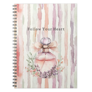 Carnet Flacon de parfum à ruban rose rayures florales